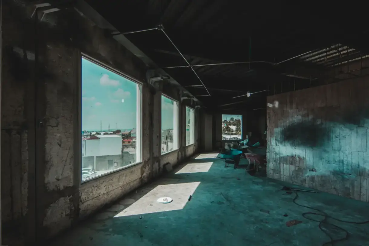 Former industrial space under renovation before interior finishing