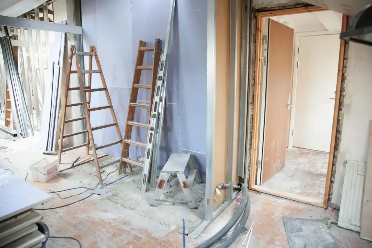 Room masked and protected ahead of ceiling texture removal